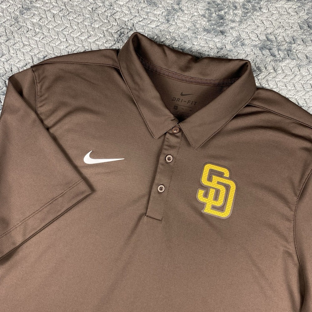 Nike Dri-Fit San Diego Padres Shirt Mens XL Brown MLB Baseball Polo